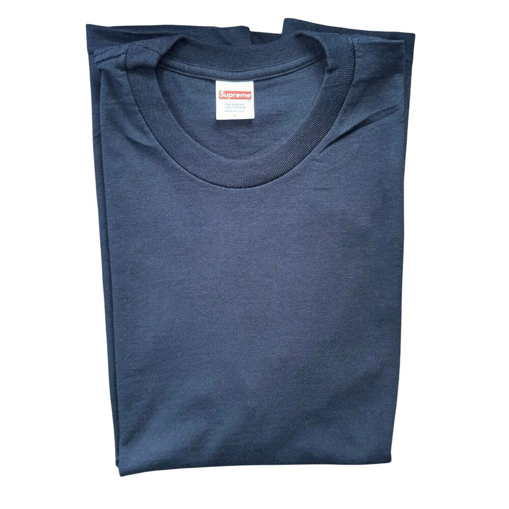 Supreme Men’s SS Tee Pre-Shrunk Cotton‎ Navy Blue Size Large